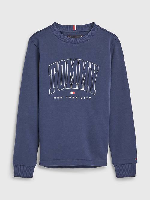 Bluzy Tommy Hilfiger Varsity Logo Chłopięce Niebieskie | TH289SMA