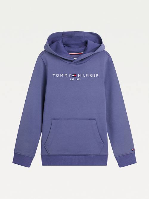 Bluzy Z Kapturem Tommy Hilfiger Essential Logo Dziewczynka Niebieskie | TH492PLG