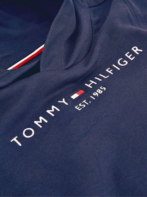 Bluzy Z Kapturem Tommy Hilfiger Essential Logo Organic Bawełniane Chłopięce Niebieskie | TH543PNM