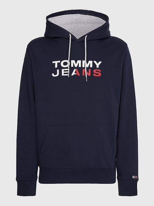 Bluzy Z Kapturem Tommy Hilfiger Essential Logo Męskie Niebieskie | TH670FPA