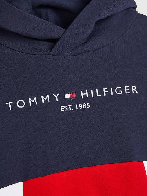 Bluzy Z Kapturem Tommy Hilfiger Essential Colour-Blocked And Joggers Set Dziewczynka Niebieskie | TH739EXZ