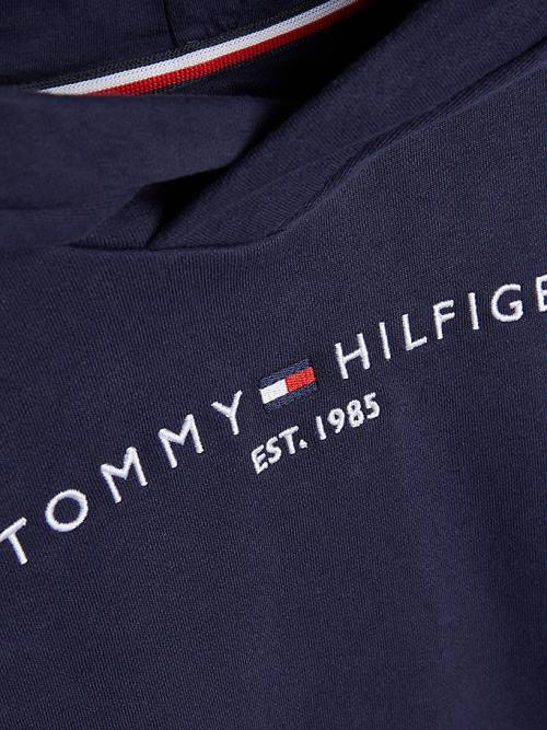 Bluzy Z Kapturem Tommy Hilfiger Essential Ruched Detailing Dziewczynka Niebieskie | TH917HOM