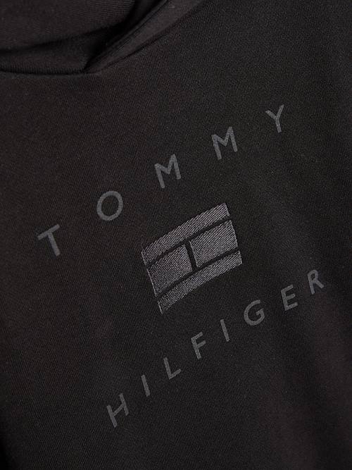 Bluzy Z Kapturem Tommy Hilfiger Flag Logo Chłopięce Czarne | TH685IRO