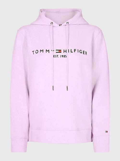 Bluzy Z Kapturem Tommy Hilfiger Logo Drawstring Regular Fit Damskie Fioletowe | TH278YLJ