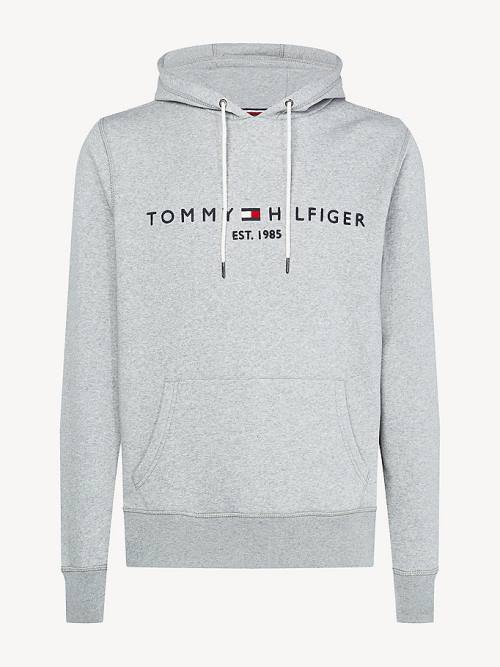 Bluzy Z Kapturem Tommy Hilfiger Logo Flex Fleece Męskie Szare | TH358JPD