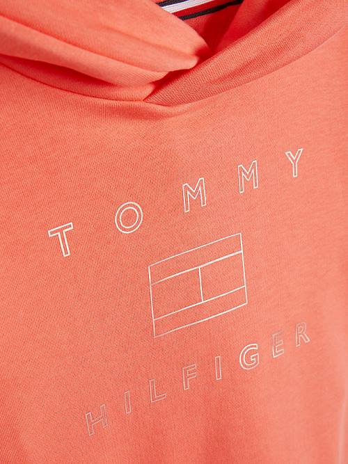 Bluzy Z Kapturem Tommy Hilfiger Metallic Logo Dziewczynka Pomarańczowe | TH761POE