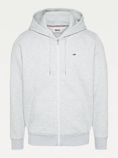 Bluzy Z Kapturem Tommy Hilfiger Organic Bawełniane Fleece Zip-Thru Męskie Szare | TH103DKN