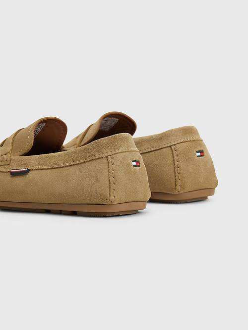 Buty Codzienne Tommy Hilfiger Klasyczne Zamszowe Driving Męskie Brązowe | TH342UNQ