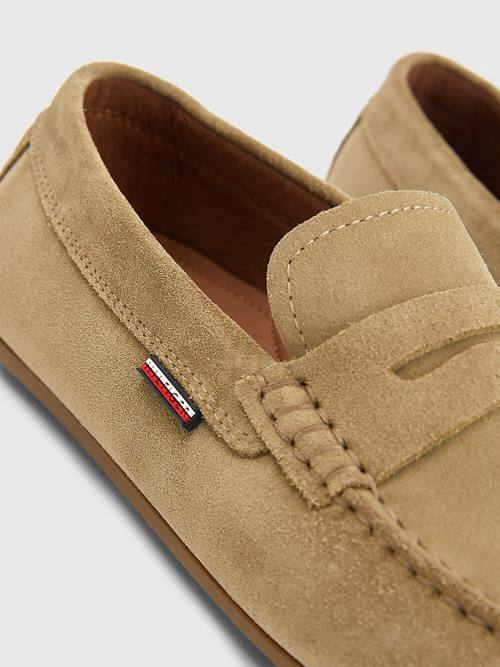 Buty Codzienne Tommy Hilfiger Klasyczne Zamszowe Driving Męskie Brązowe | TH342UNQ