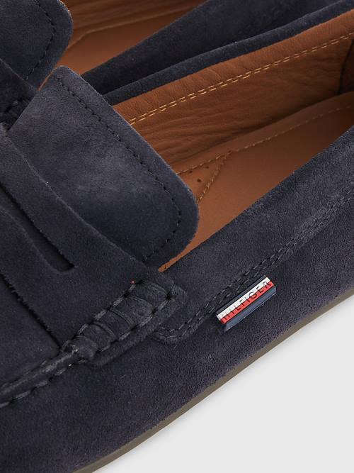 Buty Codzienne Tommy Hilfiger Klasyczne Zamszowe Driving Męskie Niebieskie | TH586BPC