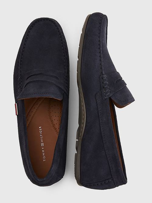 Buty Codzienne Tommy Hilfiger Klasyczne Zamszowe Driving Męskie Niebieskie | TH586BPC