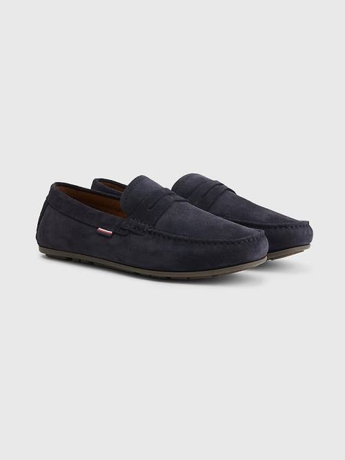 Buty Codzienne Tommy Hilfiger Klasyczne Zamszowe Driving Męskie Niebieskie | TH586BPC