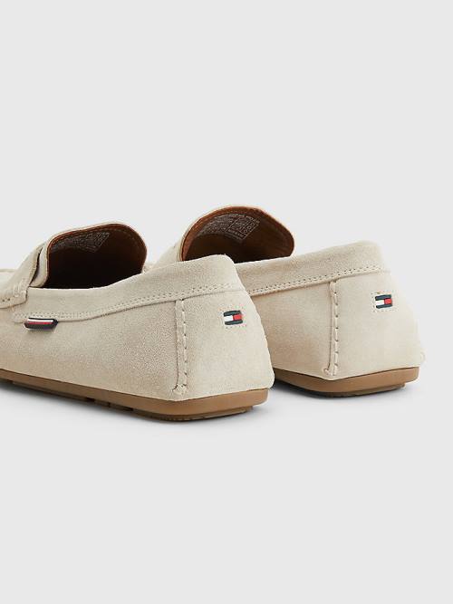 Buty Codzienne Tommy Hilfiger Klasyczne Zamszowe Driving Męskie Beżowe | TH586GDX