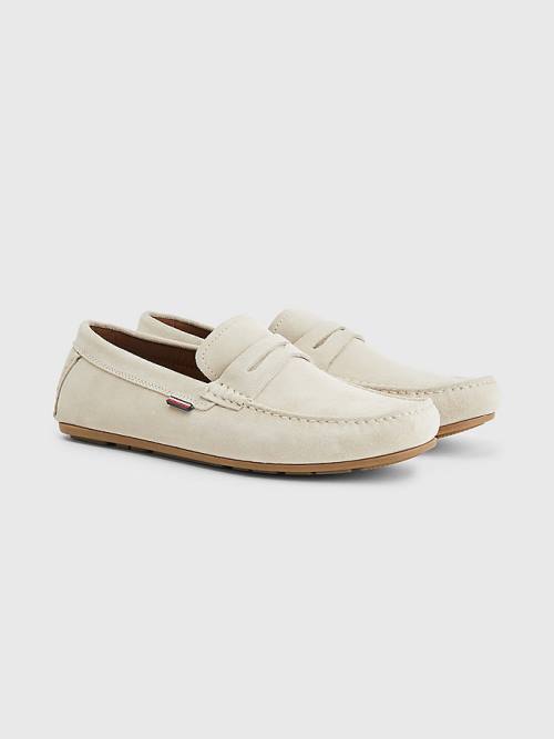 Buty Codzienne Tommy Hilfiger Klasyczne Zamszowe Driving Męskie Beżowe | TH586GDX