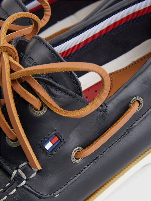 Buty Codzienne Tommy Hilfiger Klasyczne Skórzane Łódź Męskie Niebieskie | TH781OEA