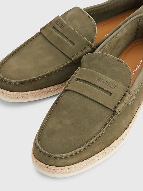 Buty Codzienne Tommy Hilfiger Nubuck Espadryle Moccasins Męskie Khaki | TH271YXE