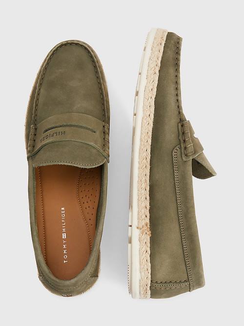 Buty Codzienne Tommy Hilfiger Nubuck Espadryle Moccasins Męskie Khaki | TH271YXE