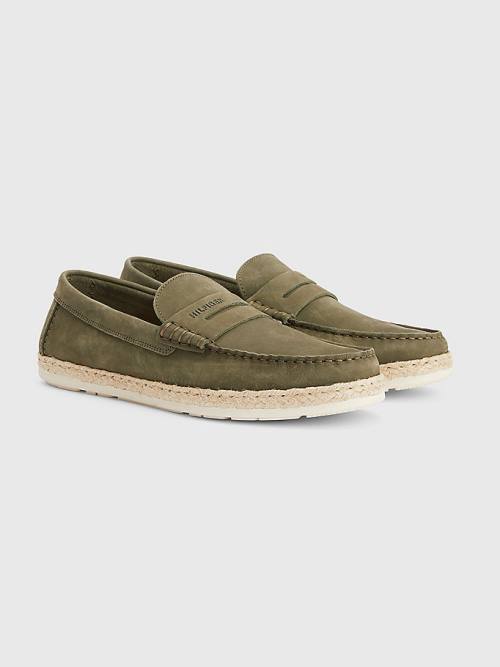 Buty Codzienne Tommy Hilfiger Nubuck Espadryle Moccasins Męskie Khaki | TH271YXE