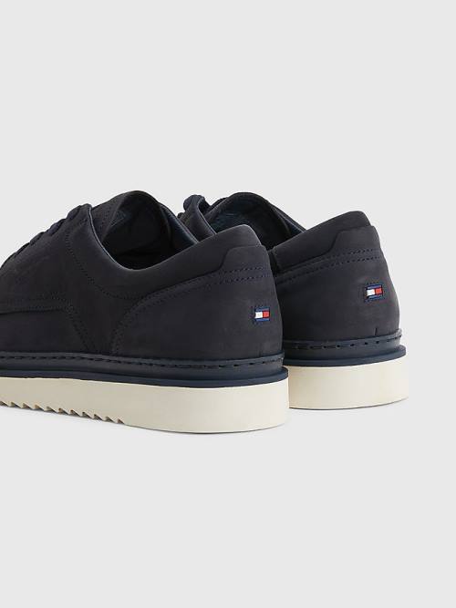 Buty Codzienne Tommy Hilfiger Nubuck Korki Koronkowe-Up Męskie Niebieskie | TH760ATH