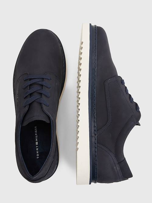 Buty Codzienne Tommy Hilfiger Nubuck Korki Koronkowe-Up Męskie Niebieskie | TH760ATH