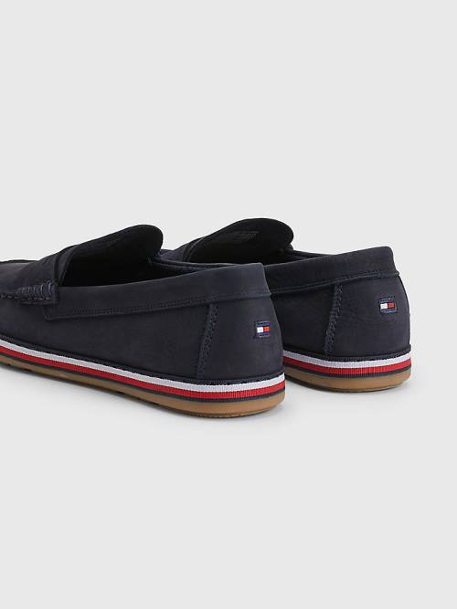 Buty Codzienne Tommy Hilfiger Nubuck Moccasins Męskie Niebieskie | TH147PKL