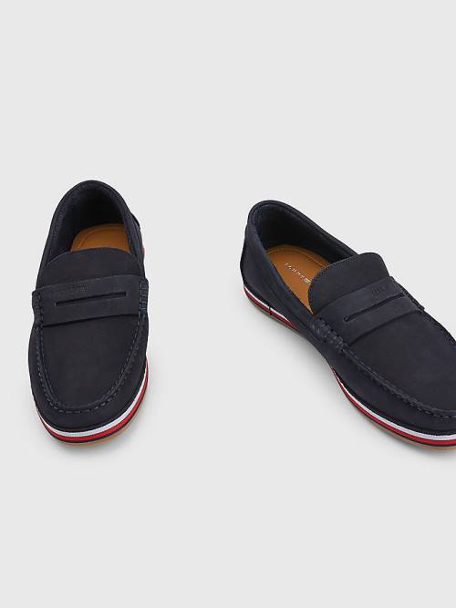 Buty Codzienne Tommy Hilfiger Nubuck Moccasins Męskie Niebieskie | TH147PKL