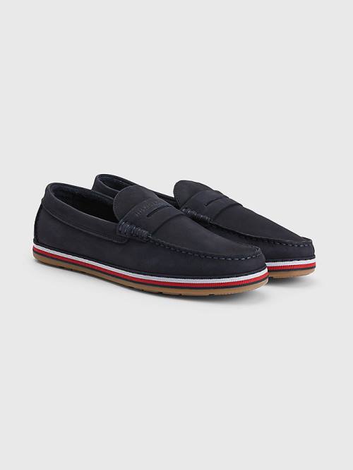 Buty Codzienne Tommy Hilfiger Nubuck Moccasins Męskie Niebieskie | TH147PKL