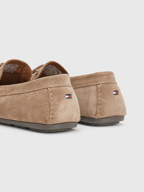 Buty Codzienne Tommy Hilfiger Signature Zamszowe Driver With Laces Męskie Khaki | TH932MAG