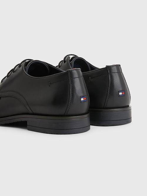 Buty Eleganckie Tommy Hilfiger Core Skórzane Koronkowe Up Męskie Czarne | TH103YQM