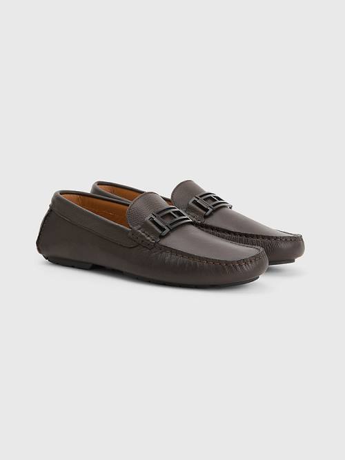 Buty Eleganckie Tommy Hilfiger Iconic Skórzane Driving Męskie Brązowe | TH320ONS