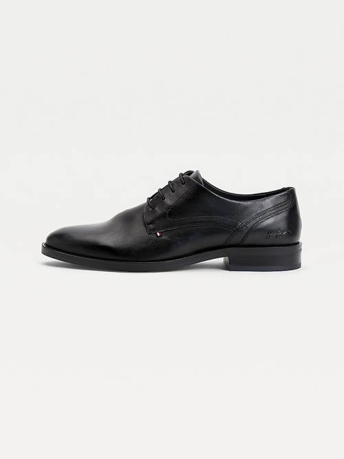 Buty Eleganckie Tommy Hilfiger Signature Skórzane Derby Męskie Czarne | TH307WBU