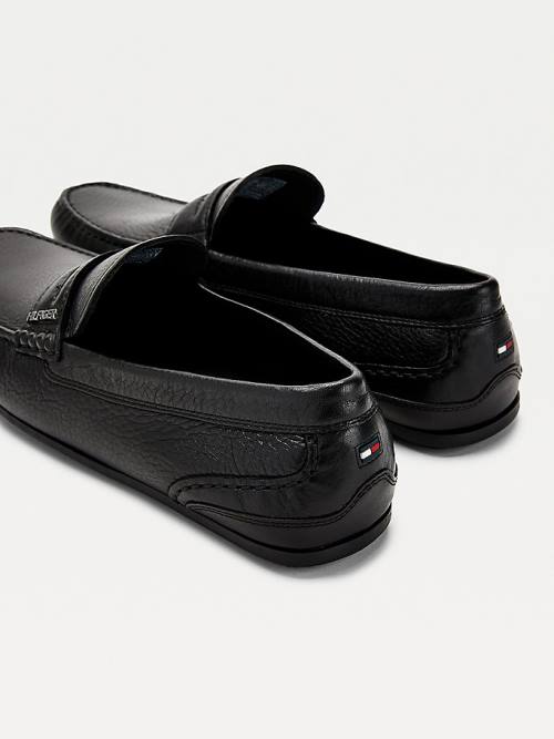 Buty Eleganckie Tommy Hilfiger Skórzane Driver Męskie Czarne | TH852NRO