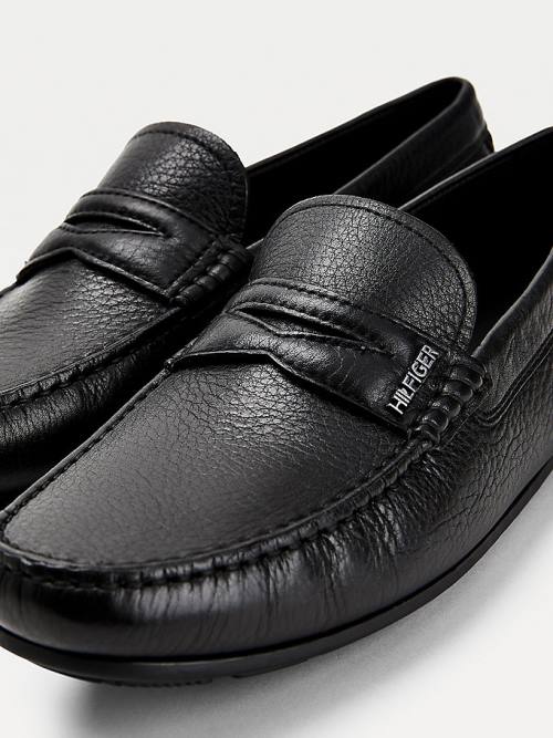 Buty Eleganckie Tommy Hilfiger Skórzane Driver Męskie Czarne | TH852NRO