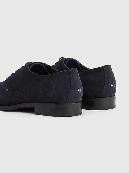 Buty Eleganckie Tommy Hilfiger Zamszowe Derby Męskie Niebieskie | TH429XQB