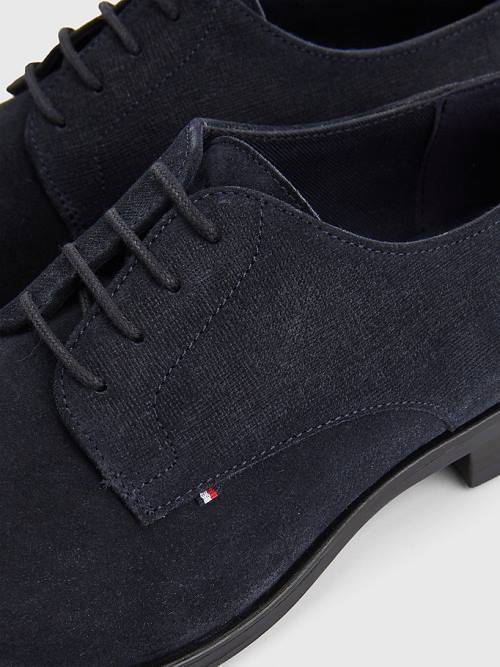 Buty Eleganckie Tommy Hilfiger Zamszowe Derby Męskie Niebieskie | TH429XQB