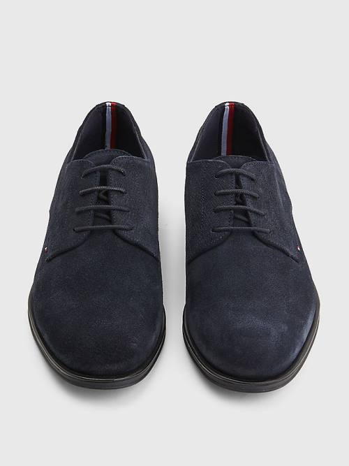 Buty Eleganckie Tommy Hilfiger Zamszowe Derby Męskie Niebieskie | TH429XQB