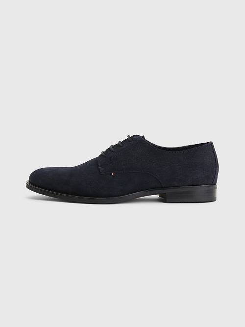 Buty Eleganckie Tommy Hilfiger Zamszowe Derby Męskie Niebieskie | TH429XQB