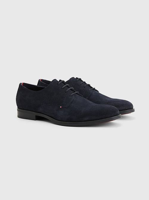 Buty Eleganckie Tommy Hilfiger Zamszowe Derby Męskie Niebieskie | TH429XQB