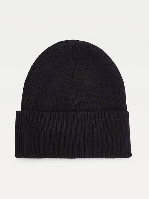 Czapki Tommy Hilfiger Essential Bawełniane Cashmere Beanie Damskie Czarne | TH861DTU