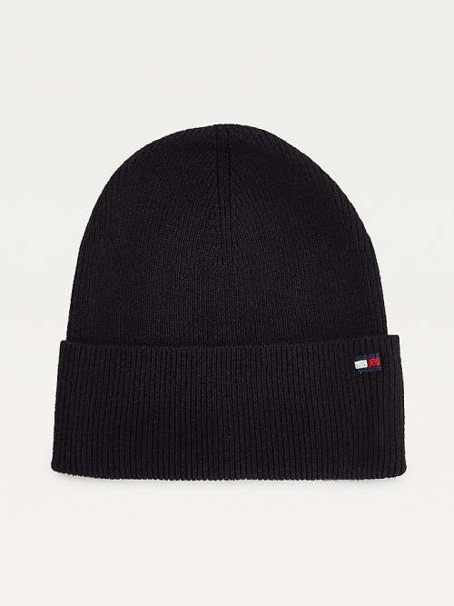 Czapki Tommy Hilfiger Essential Bawełniane Cashmere Beanie Damskie Czarne | TH861DTU