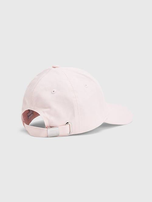 Czapki Tommy Hilfiger Essential Organic Bawełniane Flag Cap Damskie Różowe | TH627FAK