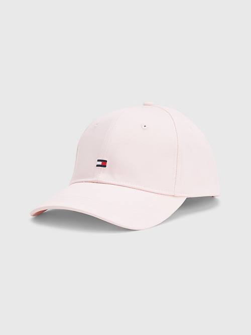 Czapki Tommy Hilfiger Essential Organic Bawełniane Flag Cap Damskie Różowe | TH627FAK