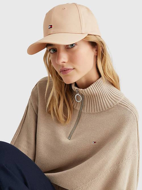 Czapki Tommy Hilfiger Essential Organic Bawełniane Flag Cap Damskie Beżowe | TH985PCO