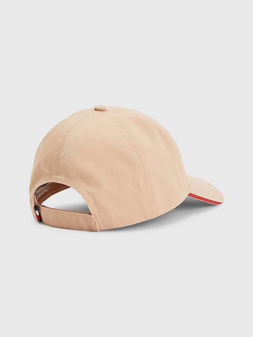 Czapki Tommy Hilfiger Iconic Signature Logo Cap Damskie Beżowe | TH067SQU