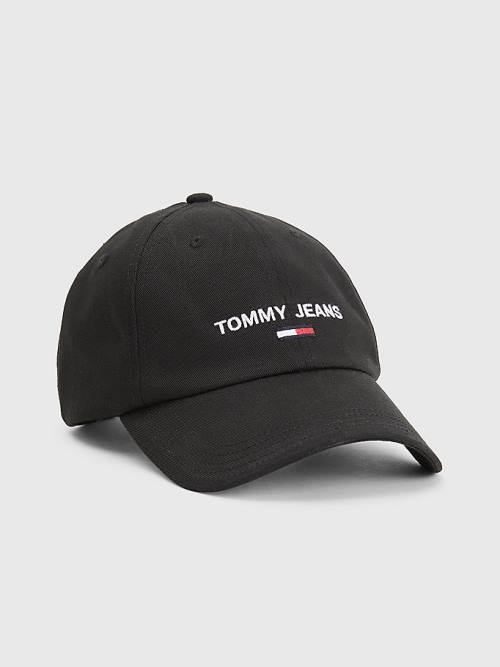 Czapki Tommy Hilfiger Organic Bawełniane Logo Embroidery Cap Damskie Czarne | TH340GOL