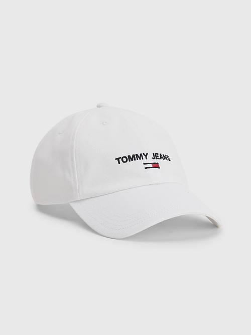 Czapki Tommy Hilfiger Organic Bawełniane Logo Embroidery Cap Damskie Białe | TH362ZPB