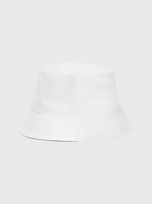 Czapki Tommy Hilfiger Organic Bawełniane Flag Embroidery Bucket Męskie Białe | TH395CDB