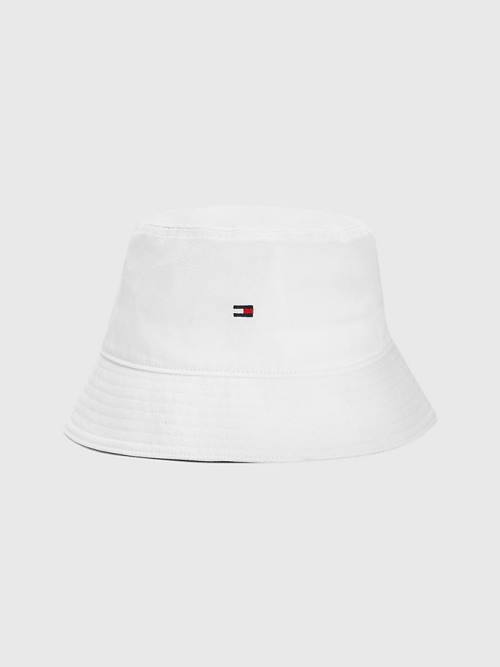 Czapki Tommy Hilfiger Organic Bawełniane Flag Embroidery Bucket Męskie Białe | TH395CDB