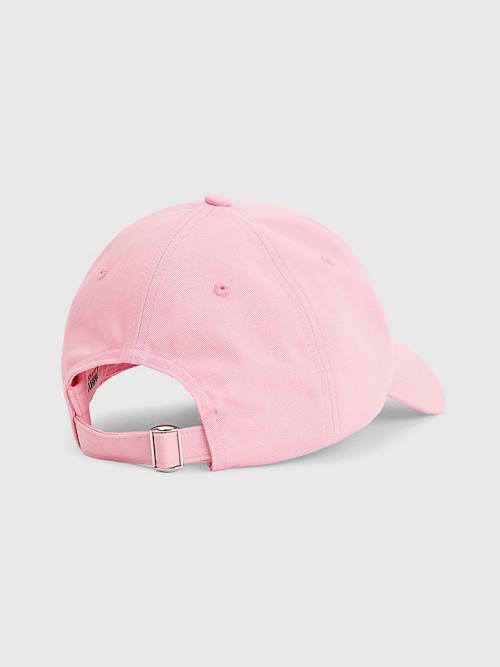 Czapki Tommy Hilfiger Organic Bawełniane Logo Embroidery Cap Damskie Różowe | TH532APK