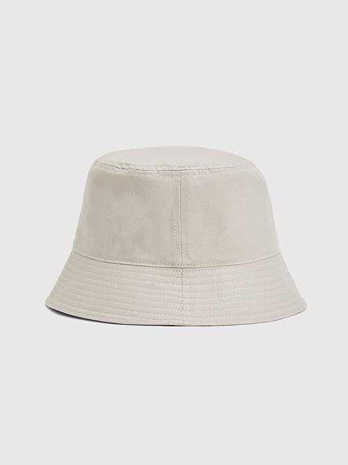 Czapki Tommy Hilfiger Organic Bawełniane Flag Embroidery Bucket Męskie Beżowe | TH586QVW